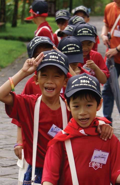 Children walking to activity